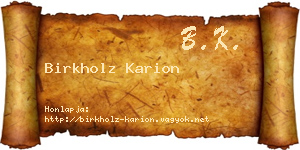 Birkholz Karion névjegykártya